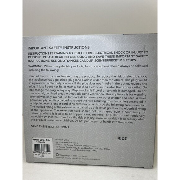 Yankee Candle Scenterpiece Amber Leaf  w/ LED and Timer Meltcup Warmer NIB - Picture 5 of 6